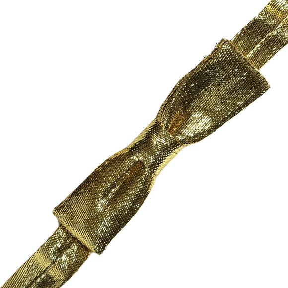 Formal Tuxedo Bowtie Pre-Tied Gold Lame’ Adjustable Unisex Vintage NWOT - Picture 3 of 7